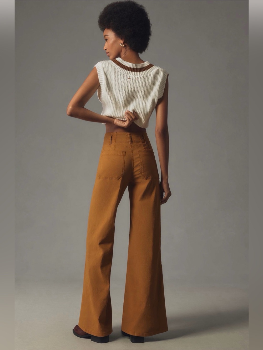 MAEVE The Junie High-Rise Flare Pants Bronze Magic Fabric 26 - Picture 3 of 16